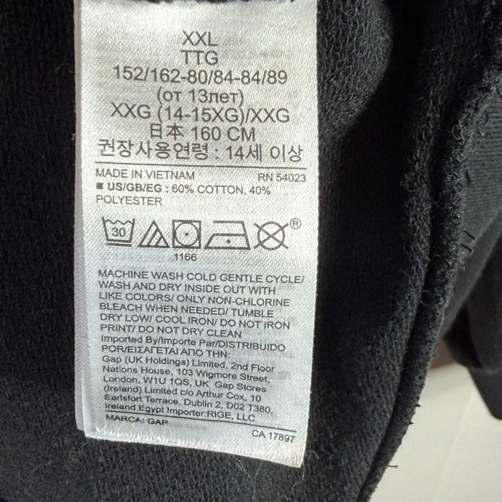 Gap Kids Girls XXL 14-16 Black Unicorn Glitter Graphic Hooded Sweatshirt Dress